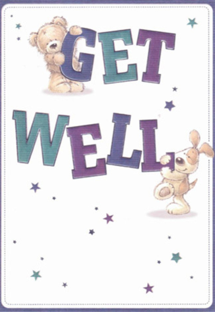 Steeped in warmth and bright encouragement, this illustrated get well card offers a comforting vision reminiscent of the fresh, joyful creations made by Lewisham's artisan florists near Brockley Market. At its heart are two charming friends-a teddy bear and an energetic puppy-interacting playfully with oversized, colourful letters that spell out 'Get Well.' The bear, plush and endearing with a coat as soft as garden blooms, gently steadies the word's zenith, while the puppy's velvety ears brush against the cheerful 'WELL' below. Dancing across the pristine white background, whimsical stars in layered purples and aquas capture the hopefulness of a sunny morning in Manor House Gardens. There's almost a tactile pleasure in the illustration: the texture of fur, the boldness of the font, the joyful twinkle of scattered stars. The image embodies the spirit of a carefully arranged recovery bouquet, designed to lift and reassure with every detail placed just so. This scene invites you to imagine sending warmth and care across Lewisham, each stroke conveying the same positivity and resilience that binds our local community.